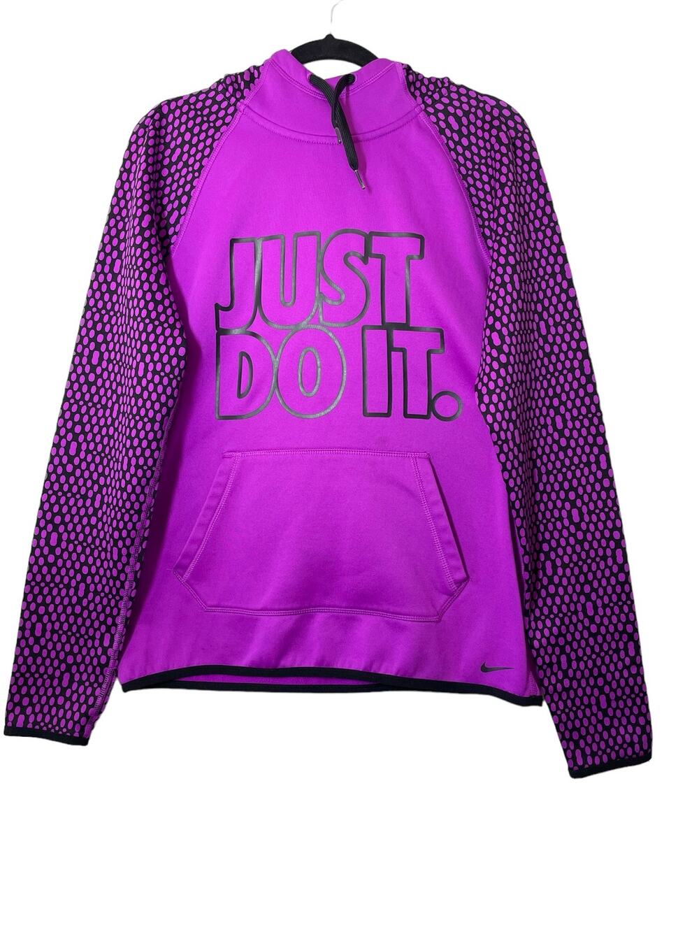 Nike Just Do It Sweatshirt Hoodie Purple Small Womens Polka Dot Thema-Fit